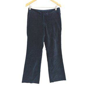 Boden Velvet Pants Womens 12 Navy Blue Bootcut Flat‎ Front Pockets Preppy Casual